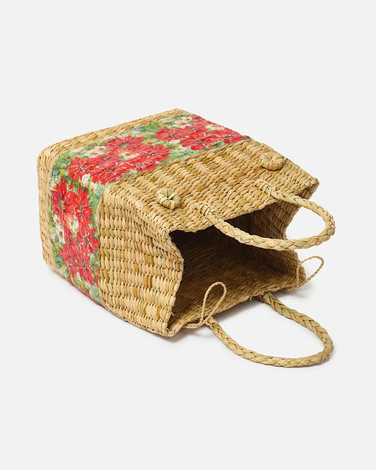 Rustic Seagrass Picnic Basket Handmade for Food Carry & Picnic