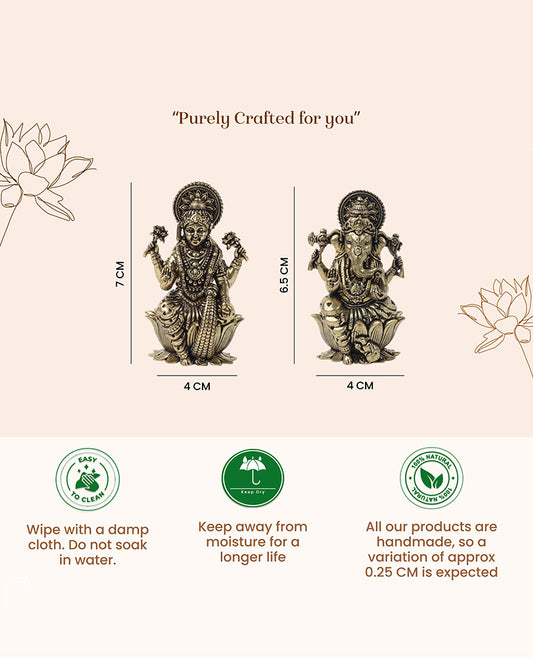 Pure Brass Laxmi Ganesh Ji Idol Set for Traditional Pooja & Showpiece