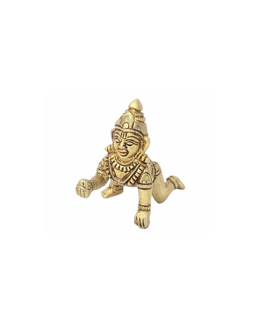 Pure Brass Laddu Gopal Idol for Home Temple and Spiritual Puja