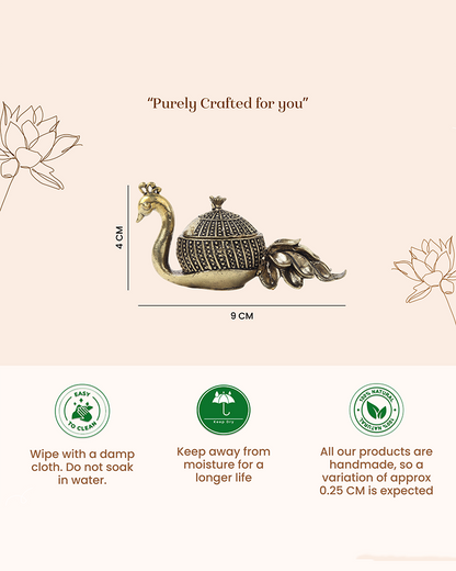 Handcrafted Peacock-Shaped Brass Sindoor Dani for Daily Worship