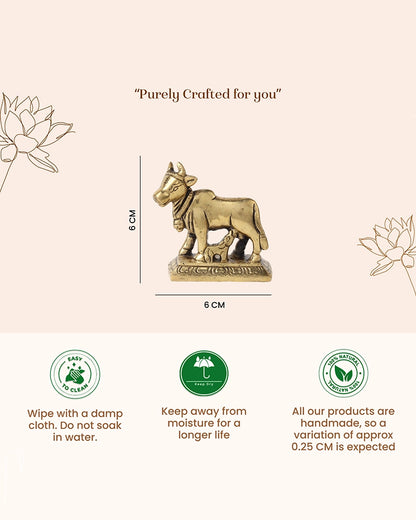 Brass Kamdhenu Idol for Home Temple, Spiritual Decor, and Showpiece