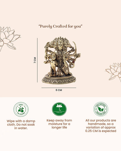 Panchmukhi Hanuman Brass Idol Figurine for Devotion and Daily Worship