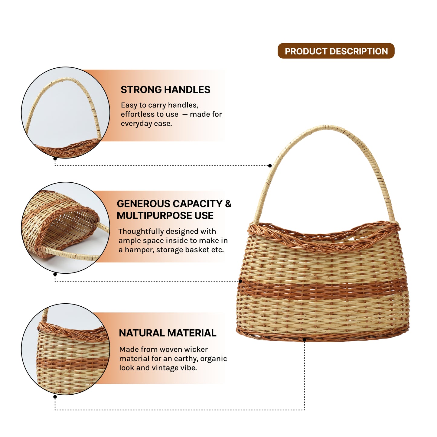 Picnic Baskets | Lunch Bag | Wicker Tiffin Baskets | Fruit & Vegetable Basket