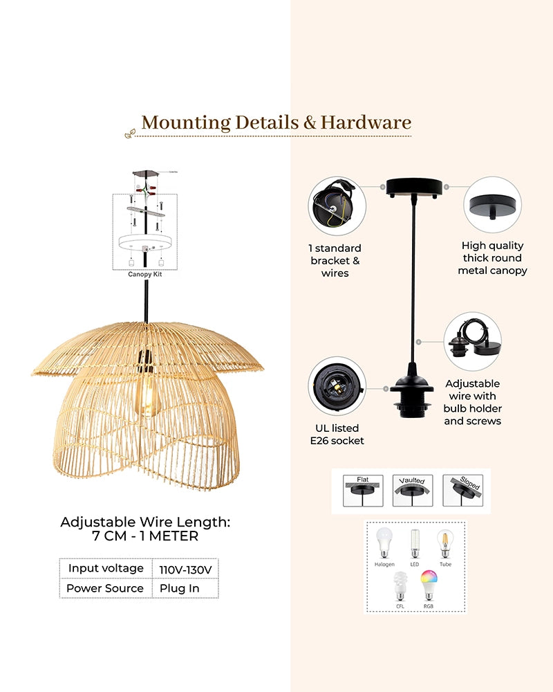 Artistic Bamboo Ceiling Light for Hall and Living Area