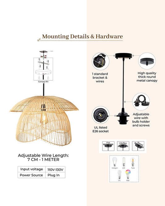 Artistic Bamboo Ceiling Light for Hall and Living Area