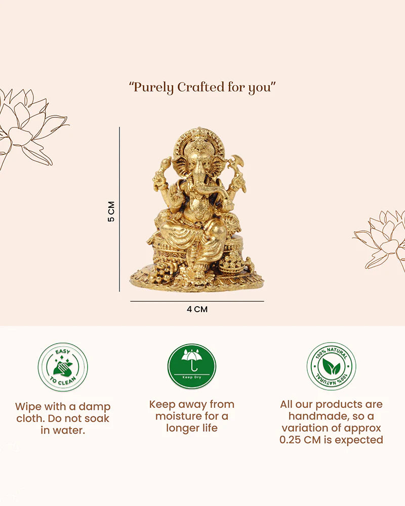 Traditional Lord Ganesha Murti Brass Figurine for Pooja and Gifting