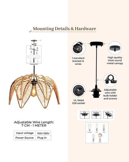 Artistic Rattan Ceiling Light for Cafe and Restaurant