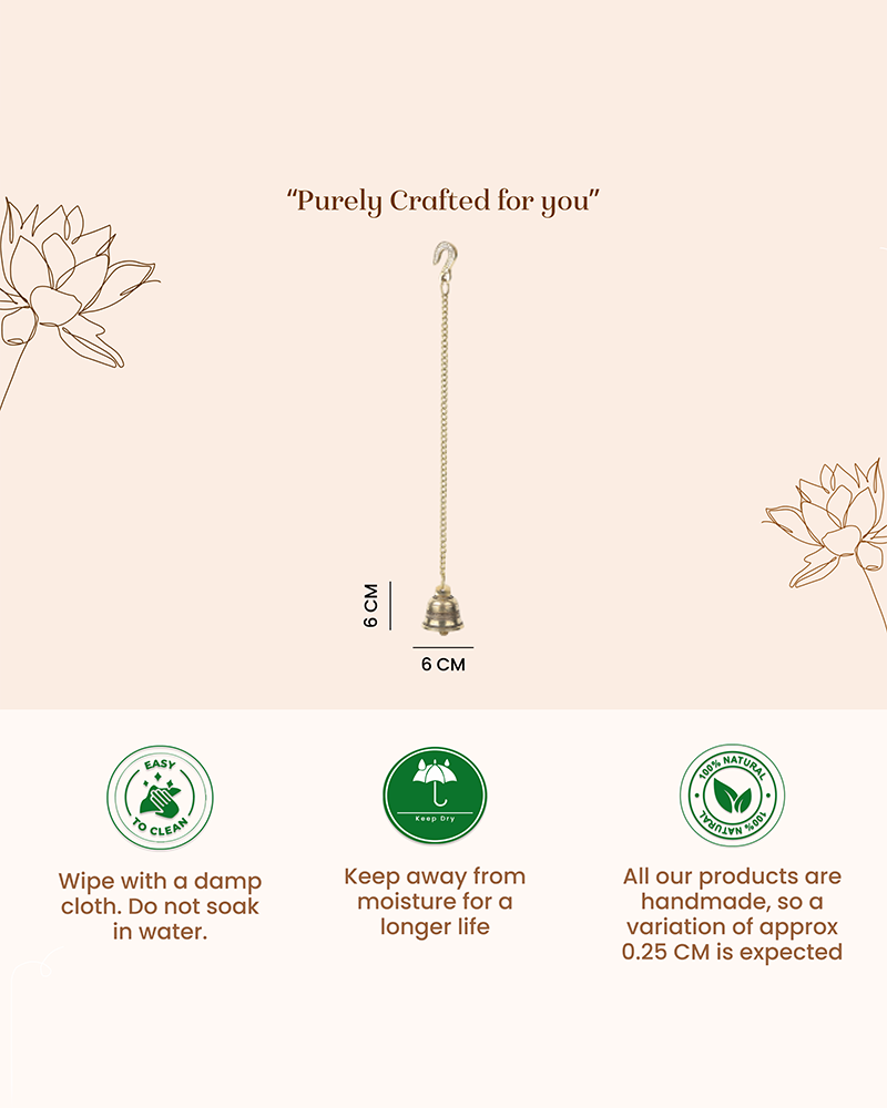 Decorative Brass Hanging Bell Ghanti for Mandir and Pooja Room