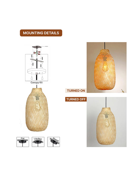 Boho Bamboo Hanging Light for Living Room Decoration