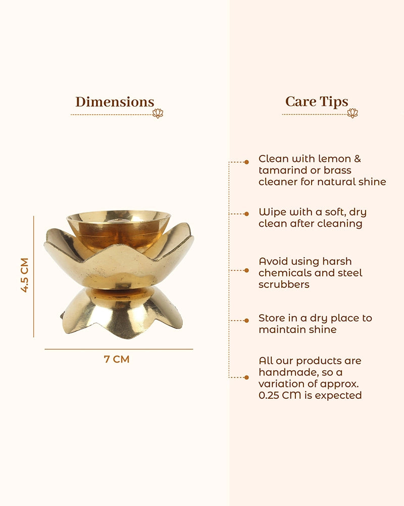Brass Lotus Diya for Pooja Room & Home Temple Decor (Gold)