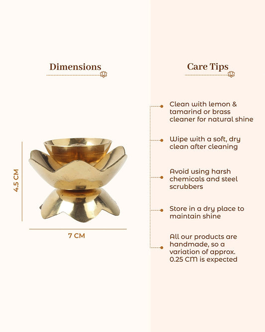 Brass Lotus Diya for Pooja Room & Home Temple Decor (Gold)