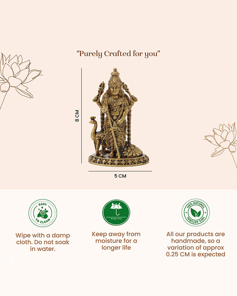 Traditional Pure Brass Kartikeya Idol for Daily Worship and Rituals