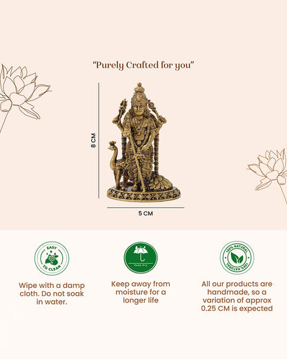 Traditional Pure Brass Kartikeya Idol for Daily Worship and Rituals
