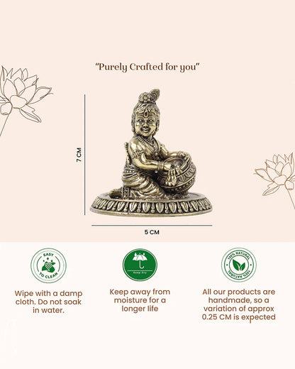 Pure Brass Bal Krishna Idol for Home Temple and Pooja Room