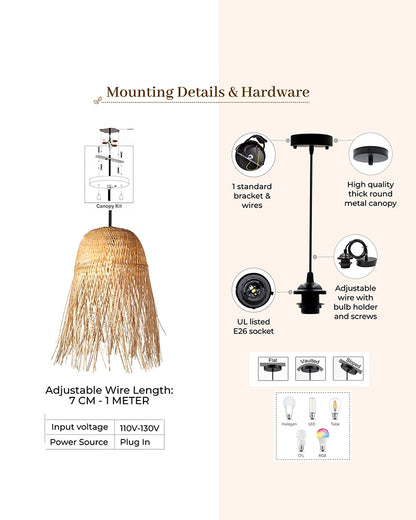 Boho Bamboo Pendant Lamp for Balcony and Patio