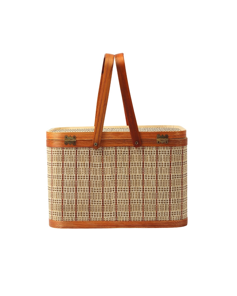 Bamboo Picnic Basket, Lunch Bag for Office and Travel