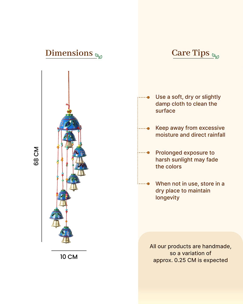Ethnic Rajasthani Wind Chime with Hand Painted Bells for Home Décor