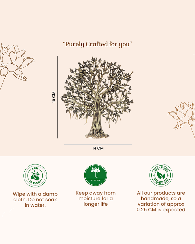 Pure Brass Tree of Life Kalpavriksha Idol for Pooja and Home Decoration