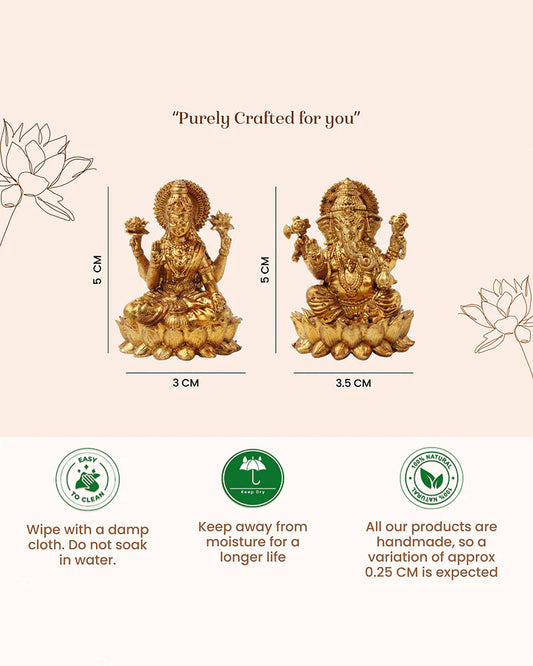 Pure Brass Laxmi Ganesh Idol Set Religious God Idol for Home Decor