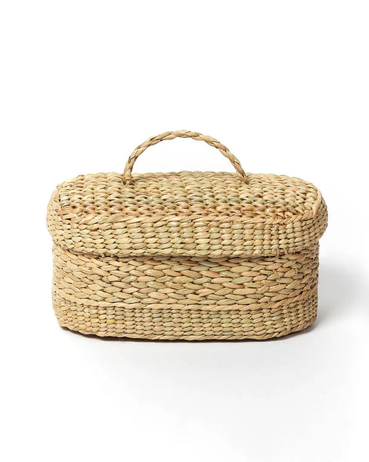 Handwoven Seagrass Tissue Box Holder for Bathroom, Bedroom, and Living Room