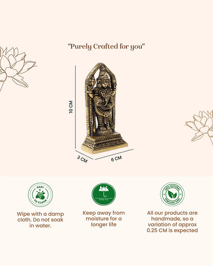 Brass Balaji Idol with Antique Finish for Pooja Room and Home Decor