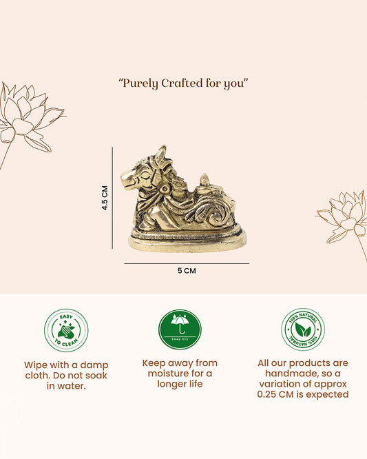 Handcrafted Nandi Brass Statue for Devotion and Pooja Room