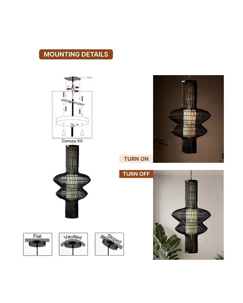 Stylish Bamboo Hanging Lamp for Bedroom, Living Room, and Kitchen Decor