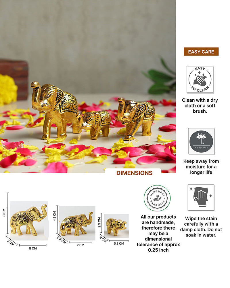 Set of 3 Elephant Showpieces for Home Decoration and Tabletop Display