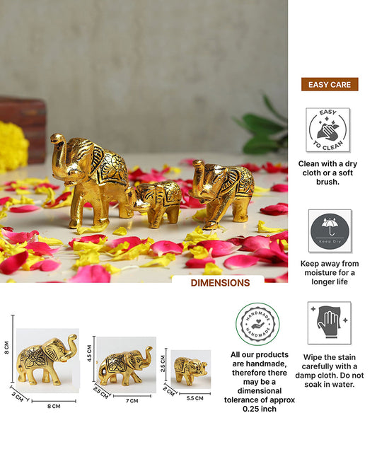 Set of 3 Elephant Showpieces for Home Decoration and Tabletop Display