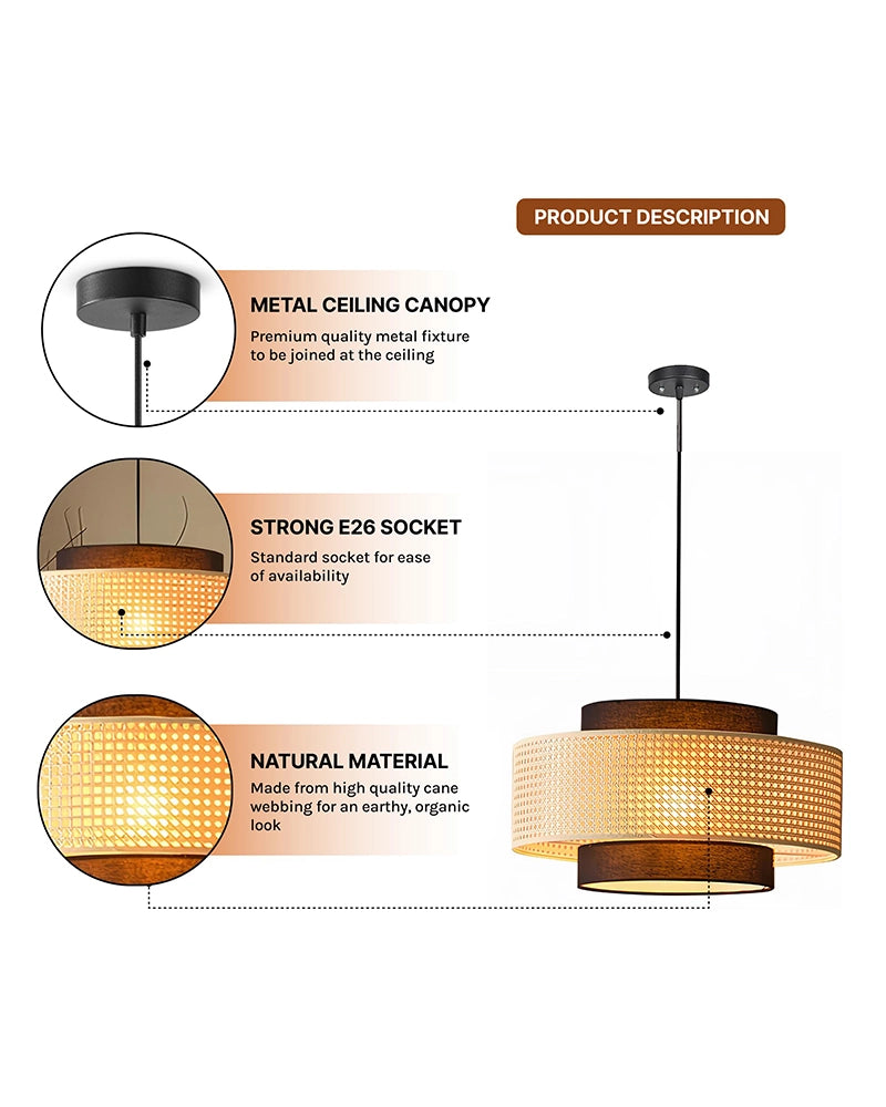 Stylish Rattan Pendant Light for Bedroom and Living Room