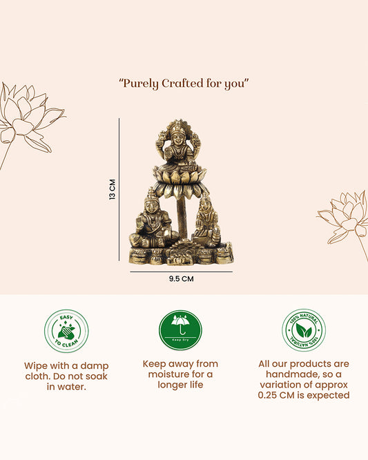Brass Lakshmi Kuber Idol Set with Yakshi for Pooja and Home Décor