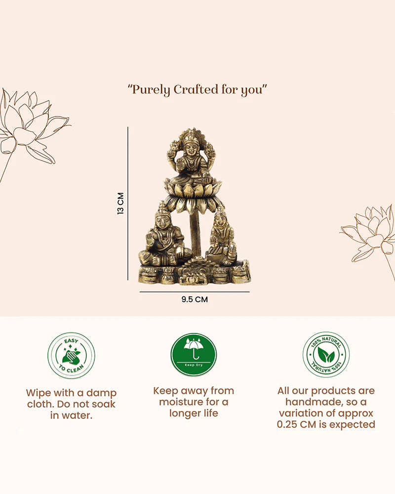 Brass Lakshmi Kuber Idol Set with Yakshi for Pooja and Home Décor