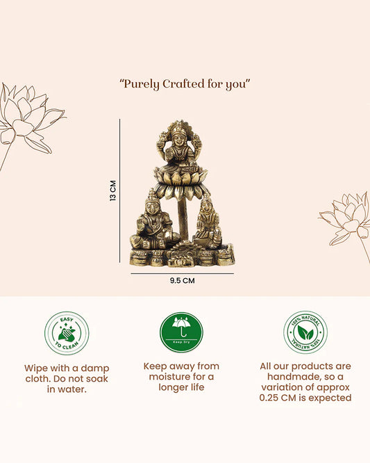 Brass Lakshmi Kuber Idol Set with Yakshi for Pooja and Home Décor