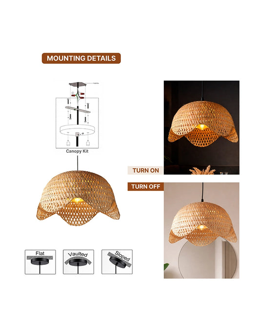 Handwoven Bamboo Ceiling Lamp for Living Room and Bedroom Decor