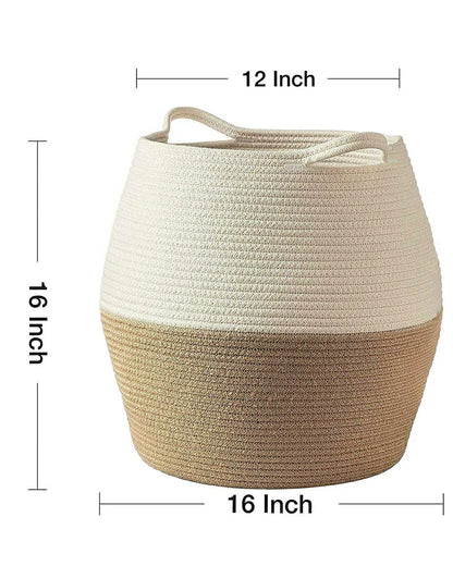 Handwoven Jute Cotton Laundry Storage Basket for Stylish and Eco-Friendly Home Organization