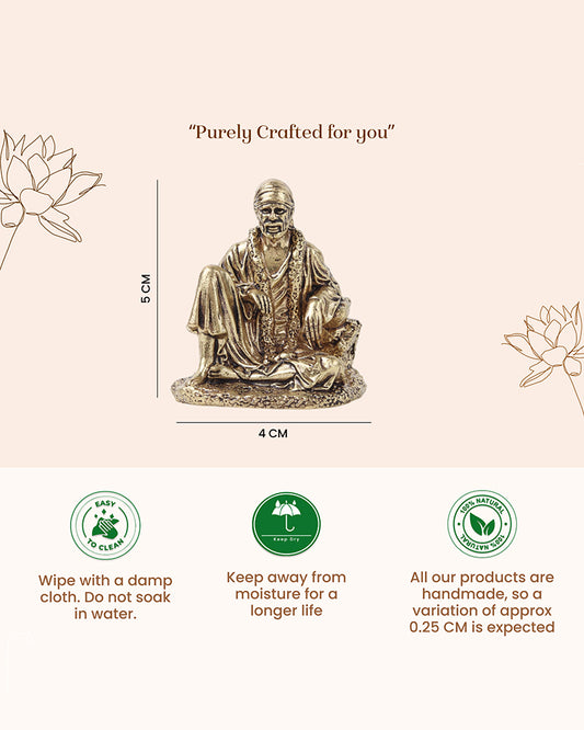 Elegant Sai Baba Idol Brass Figurine for Pooja Needs and Altars