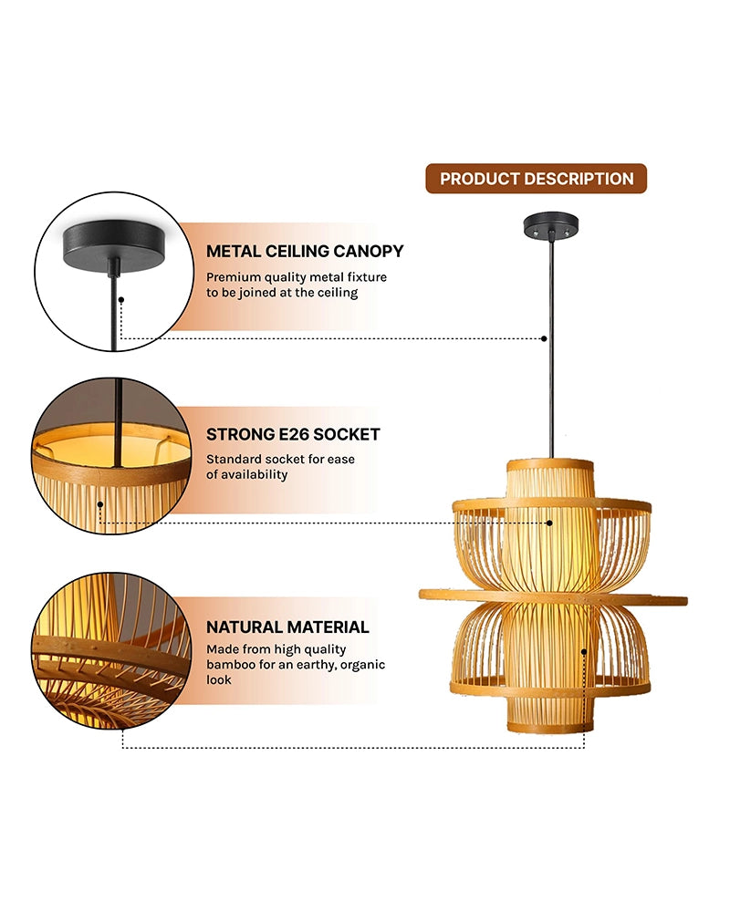 Bamboo Ceiling Lamp for Living Room Decoration