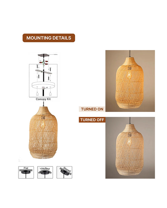 Natural Bamboo Pendant Lamp for Living Room Decoration