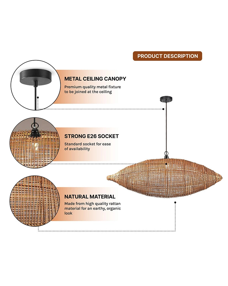 Elegant Rattan Hanging Lamp for Hall and Living Area