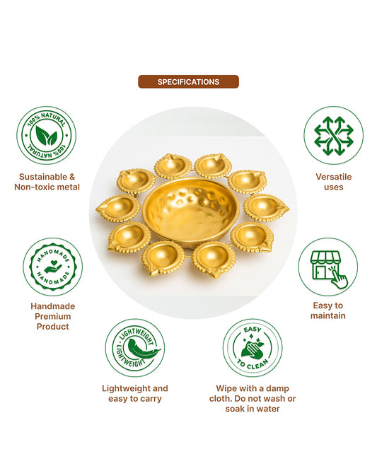 Urli Bowl for Home Décor | Decorative Urli Bowl with Diya | Diya Set for Home