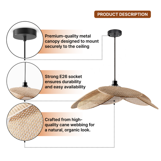 PVC Rattan Pendant Lampshade for Ceiling Lighting and Home Décor