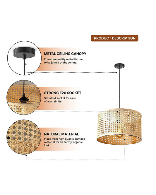 Rustic Rattan Pendant Light for Balcony and Hall