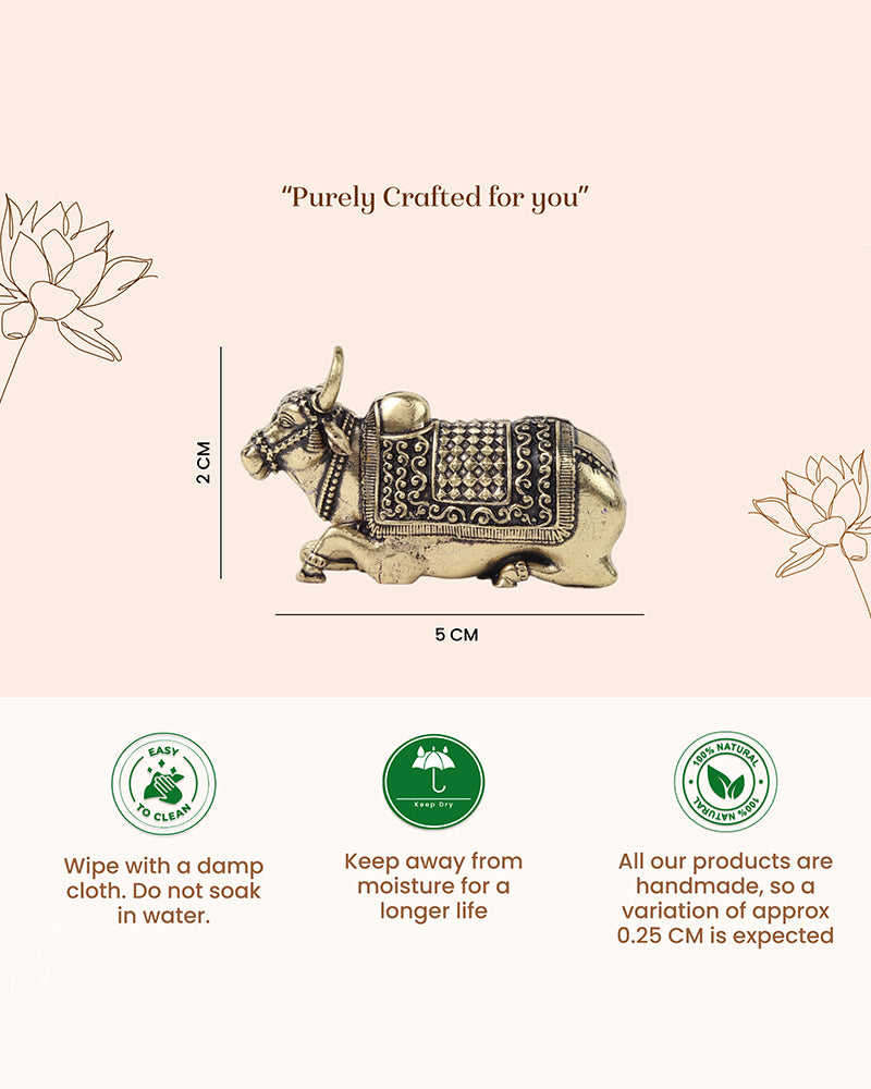 Elegant Nandi Brass Idol for Festivals, Home Temple, and Spiritual Spaces