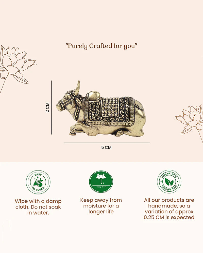 Elegant Nandi Brass Idol for Festivals, Home Temple, and Spiritual Spaces
