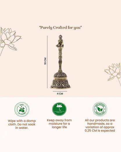 Traditional Brass Pooja Bell with Hanuman Idol for Home Temple