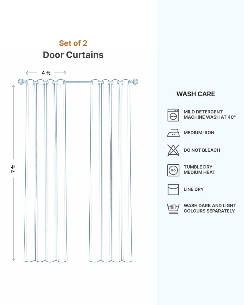 Velvet Eyelet Door Curtain (Grey, Textured, 7 ft)