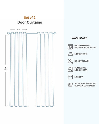 Velvet Eyelet Door Curtain (Grey, Textured, 7 ft)