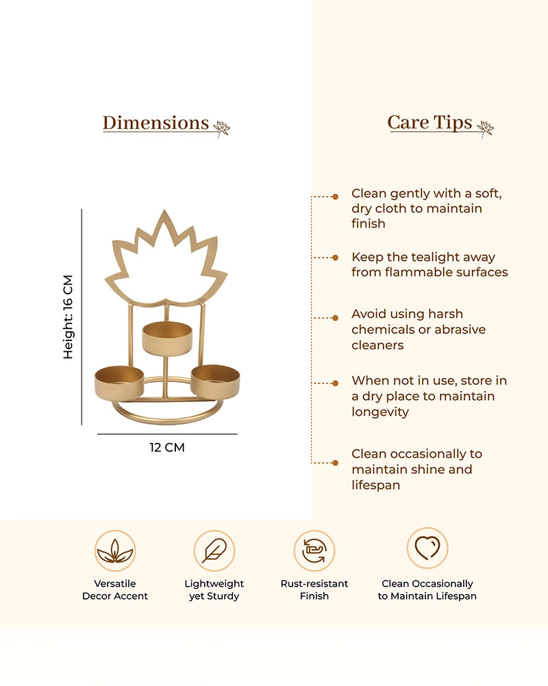 Lotus Shaped Metal Candle Holder Lights for Home Decor