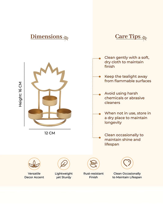 Lotus Shaped Metal Candle Holder Lights for Home Decor