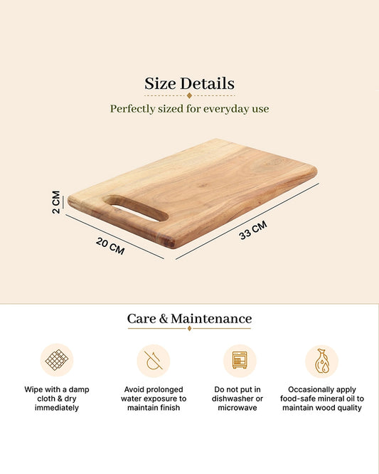 Wooden Chopping Board with Cut Out Handle for Kitchen Use